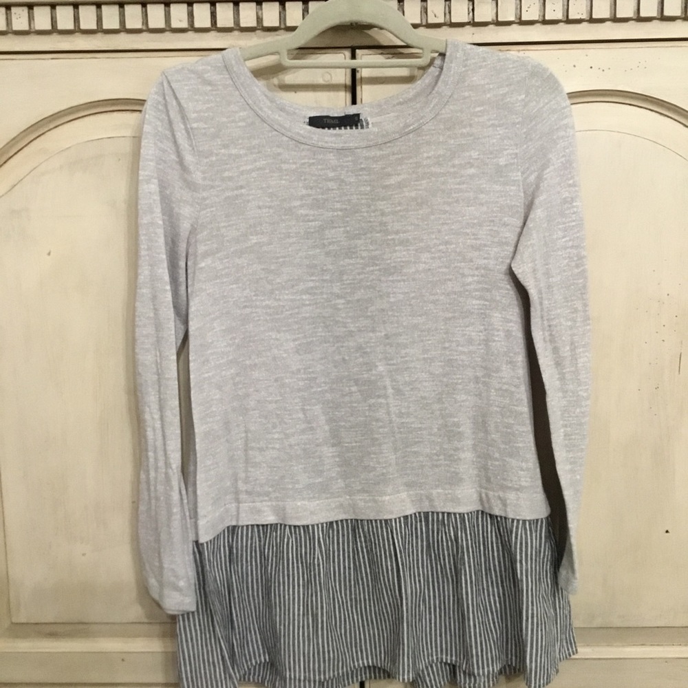 Anthropologie THML Women’s Gray Peplum Top Size S EUC